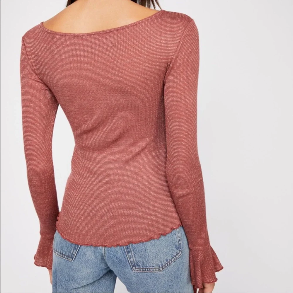 Free People Intimatly Bell Sleeve Cut Off Ruffle Top Size XS NWT